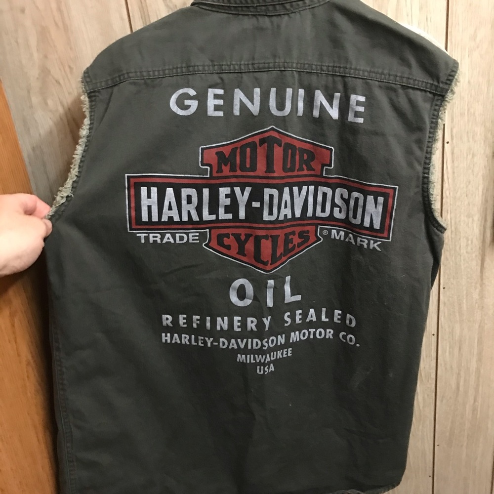 NWOT Harley Davidson Green Oil Refinery Vest Large